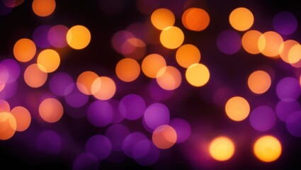 Obraz premium Vibrant bokeh lights in purple and orange create a festive ambiance, perfect for celebrations and nighttime events, adding warmth and color