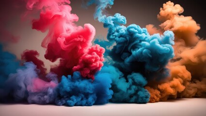 Fototapeta premium Vibrant smoke in various colors creates an abstract, dramatic atmosphere, perfect for creative projects or artistic expressions