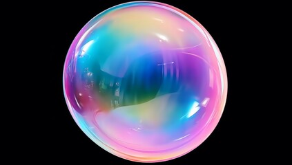 Obraz premium A rainbow soap bubble isolated on a black background