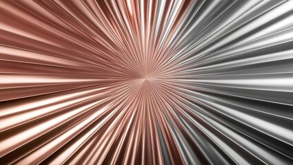 Obraz premium Striking metallic abstract design featuring radial lines converging towards a center, evoking a sense of depth and dynamic motion in modern aesthetics