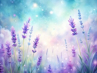 Naklejka premium Soft, whimsical watercolor background featuring delicate, dreamy lavender hues and subtle texture, evoking a sense of serenity and relaxation in a gentle, ethereal atmosphere.