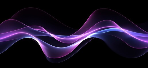 Dynamic blue and purple particle wave on dark blue abstract background. Abstract sound visualization. Digital structure of the wave flow of luminous particles.