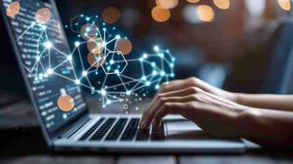 person typing on laptop generated by AI technology