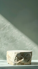 Cylindrical exhibition stand on green background