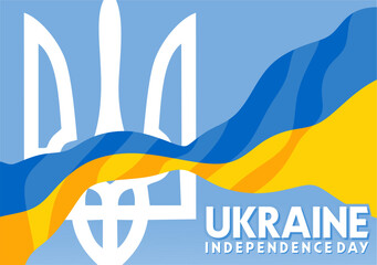 Happy Ukrainian independence day with ukrainian flag