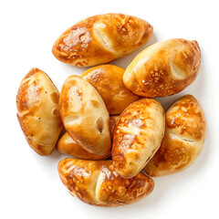 a pile of pretzels on a white surface