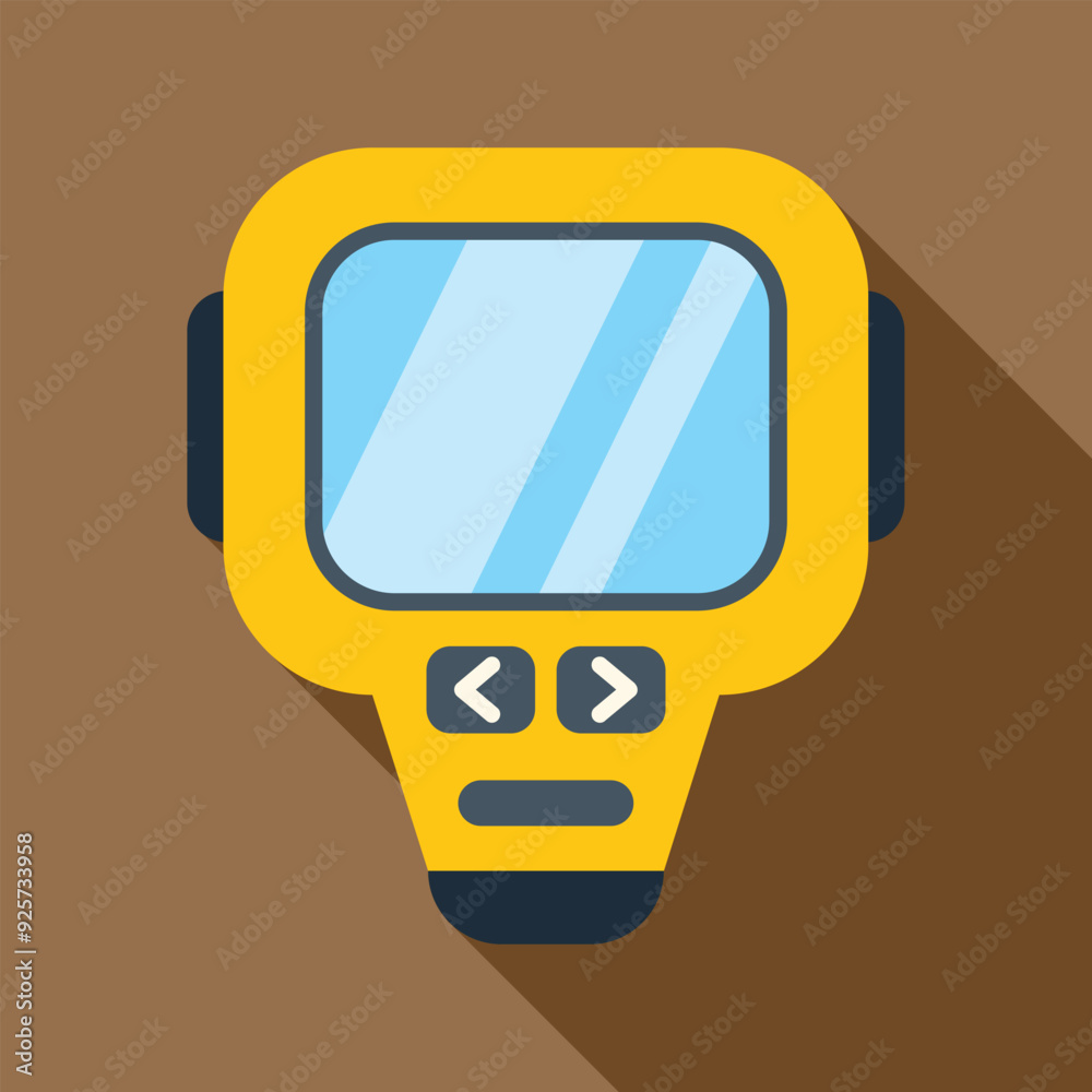 Poster electronic device with buttons and a screen displaying important information, used for various purpo