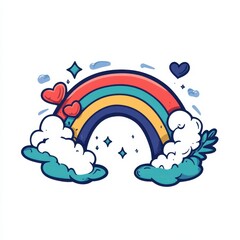 Brighten your day with a cartoon rainbow symbolizing love, set against a crisp, white background. A cheerful design for all