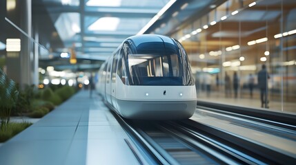 Fototapeta premium Automated People Mover Transporting Passengers Between Airport Terminals