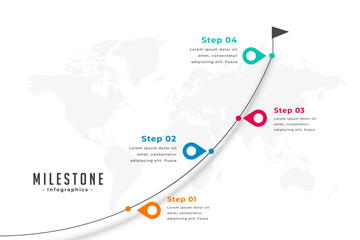 infographic milestone route map template with colorful location pointer