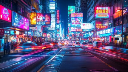 Nightlife in the City: A Bustling Street Scene