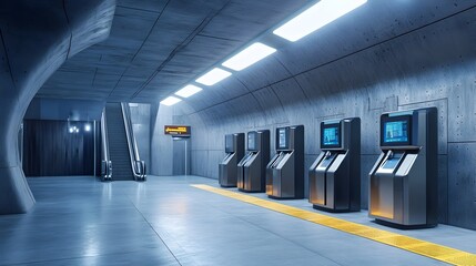 Sleek and Automated Metro Station with Minimalist Design