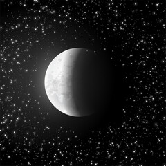 realistic full moon and starry midnight background design