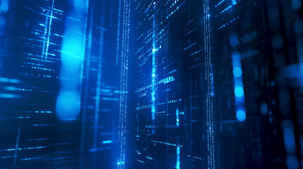 Futuristic Digital Technology background with coding investment, graph, chart, candle stick, cyber Blue color background