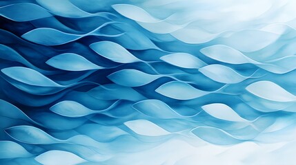 Fototapeta premium Aerial watercolor painting of herring shoal, moving in graceful formations across the deep blue sea, ethereal and vibrant