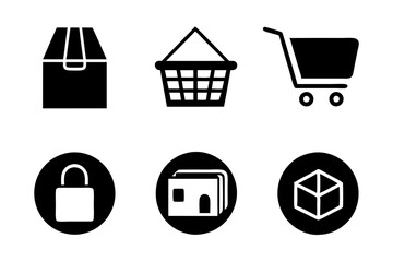 E-commerce icons vector. Set of shopping icon silhouette vector illustrations.
