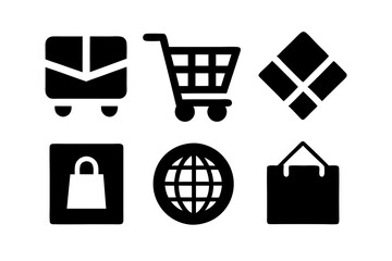 E-commerce icons vector. Set of shopping icon silhouette vector illustrations.
