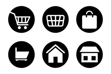 E-commerce icons vector. Set of shopping icon silhouette vector illustrations.
