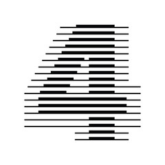 Number 4 with Abstract Line Pattern