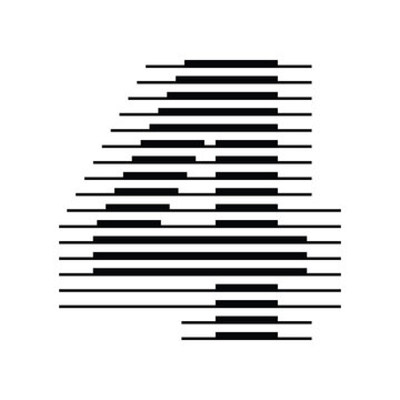 Number 4 logo with abstract geometric horizontal parallel lines