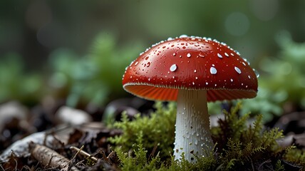 Fototapeta premium red mushroom in the forest