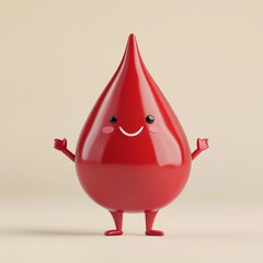 Obraz premium Cute Blood Drop Cartoon Character: 3D Medical Illustration 1