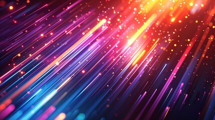 Obraz premium Abstract background with colorful light streaks and glowing particles.