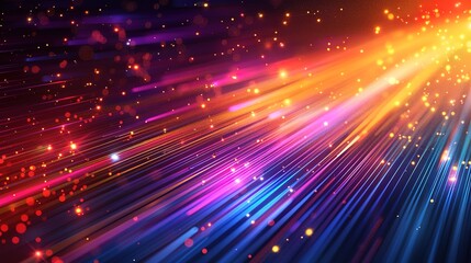 Fototapeta premium Abstract background with colorful light streaks and sparkling particles.