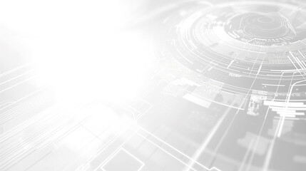 Futuristic Digital Technology circular shape cyber, white color background copy space