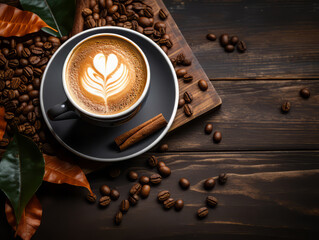 Awesome High angle view of coffee cup on table