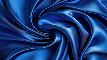 Obraz premium Elegant blue silk fabric with a smooth, swirling texture, ideal for fashion, decoration, and luxury themes.