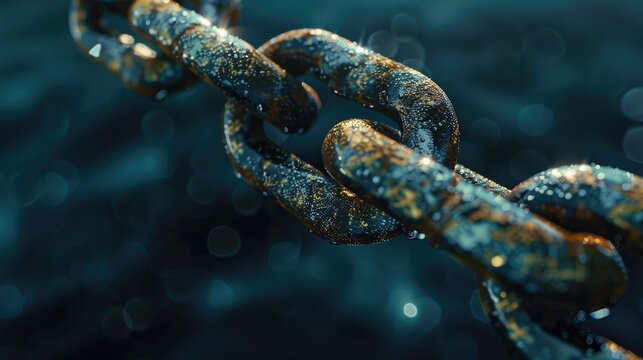 blockchain security chain with encoded links