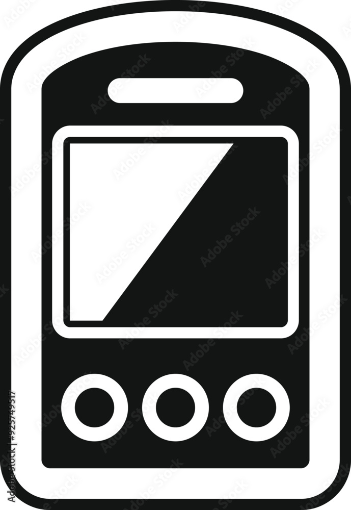 Poster simple vector of a glucometer device icon featuring a screen and three buttons