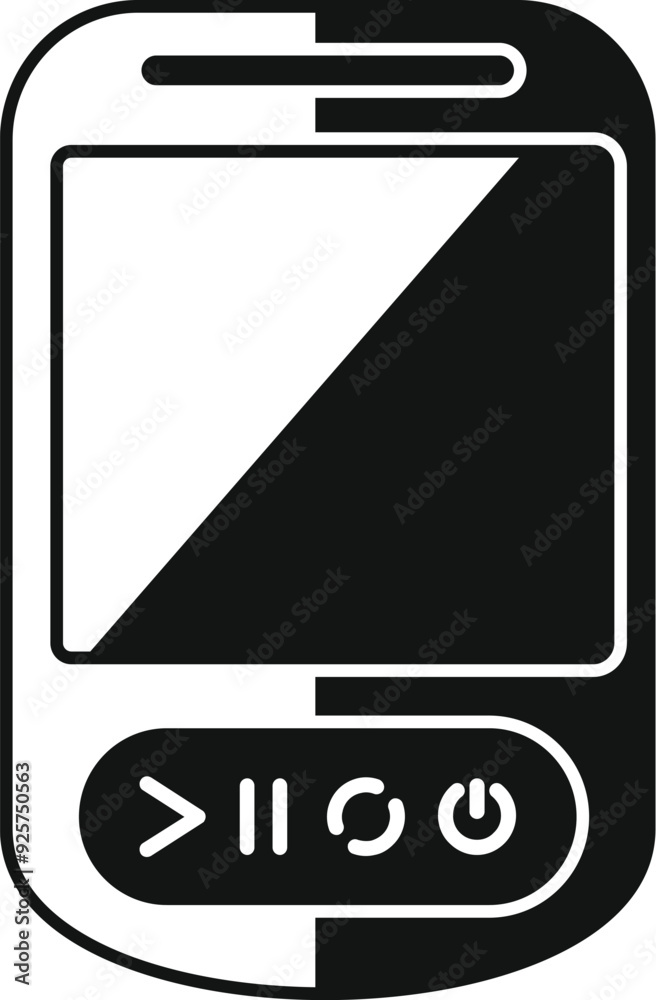 Poster mobile phone with a blank screen is displaying a simple design with buttons for interacting with the