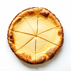 a pie with a slice missing on a white surface