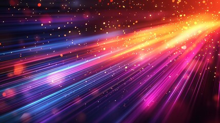 Obraz premium Abstract background with colorful streaks of light and bokeh effect.