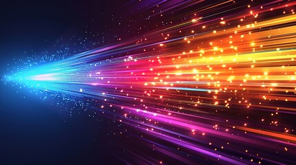 Obraz premium Abstract background with colorful streaks of light and glowing particles.