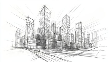 Fototapeta premium real estate sketch of a city, 