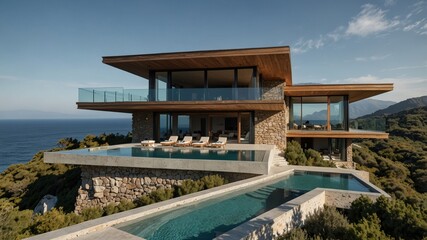 Fototapeta premium contemporary mountain villa with a flat roof