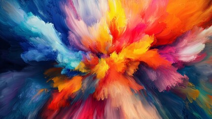 Energetic Burst of Abstract Colorful Explosion - A dynamic and vibrant paint explosion with bright, vivid colors and bold textures.