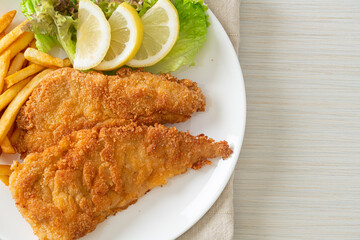 Homemade Breaded Weiner Schnitzel with Potato Chips