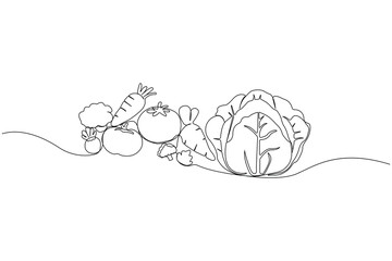 Hand-drawn Vegetable line art drawing. World Food Day concept background.