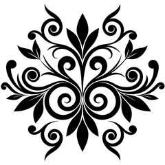 Decorative icon silhouette vector illustrations black and white floral design. 
