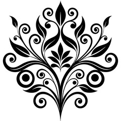 Obraz premium Decorative icon silhouette vector illustrations black and white floral design. 