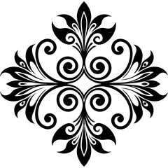 Decorative icon silhouette vector illustrations black and white floral design. 
