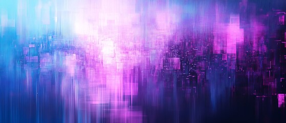 Abstract minimalist composition featuring minimalist digital textures and minimalist pixelated patterns. Harmonious shades of minimalist digital blue and minimalist glitch purple create a futuristic