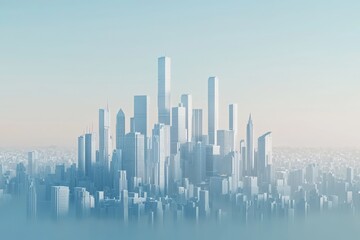 Fototapeta premium a big city with skyscrapers constraint on top of a single tile, minimalistic style, simple colors, 