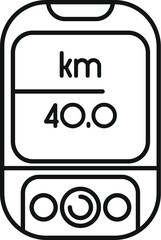 Simple icon of a bike computer showing the distance in kilometers
