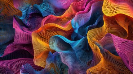 Obraz premium Vibrant abstract waves in various colors create a dynamic, fluid visual experience that captures the beauty of motion and texture.