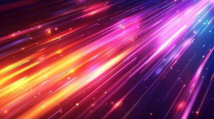 Obraz premium Abstract background with diagonal colorful lines and bright light streaks.